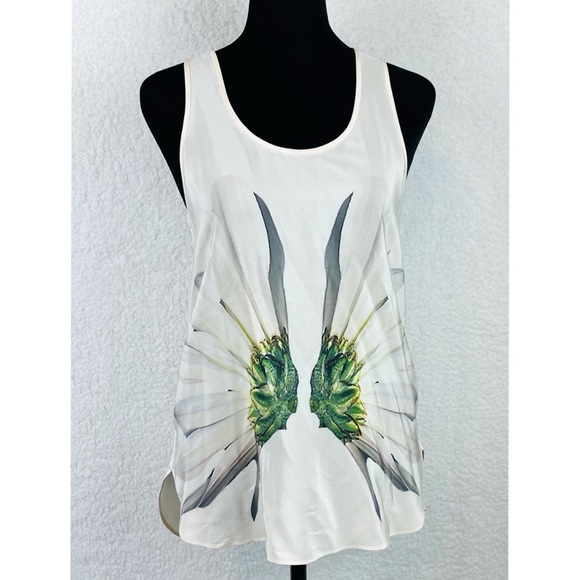 TIBI • White Silk Floral Racerback Tank Top, 0 - Picture 9 of 15